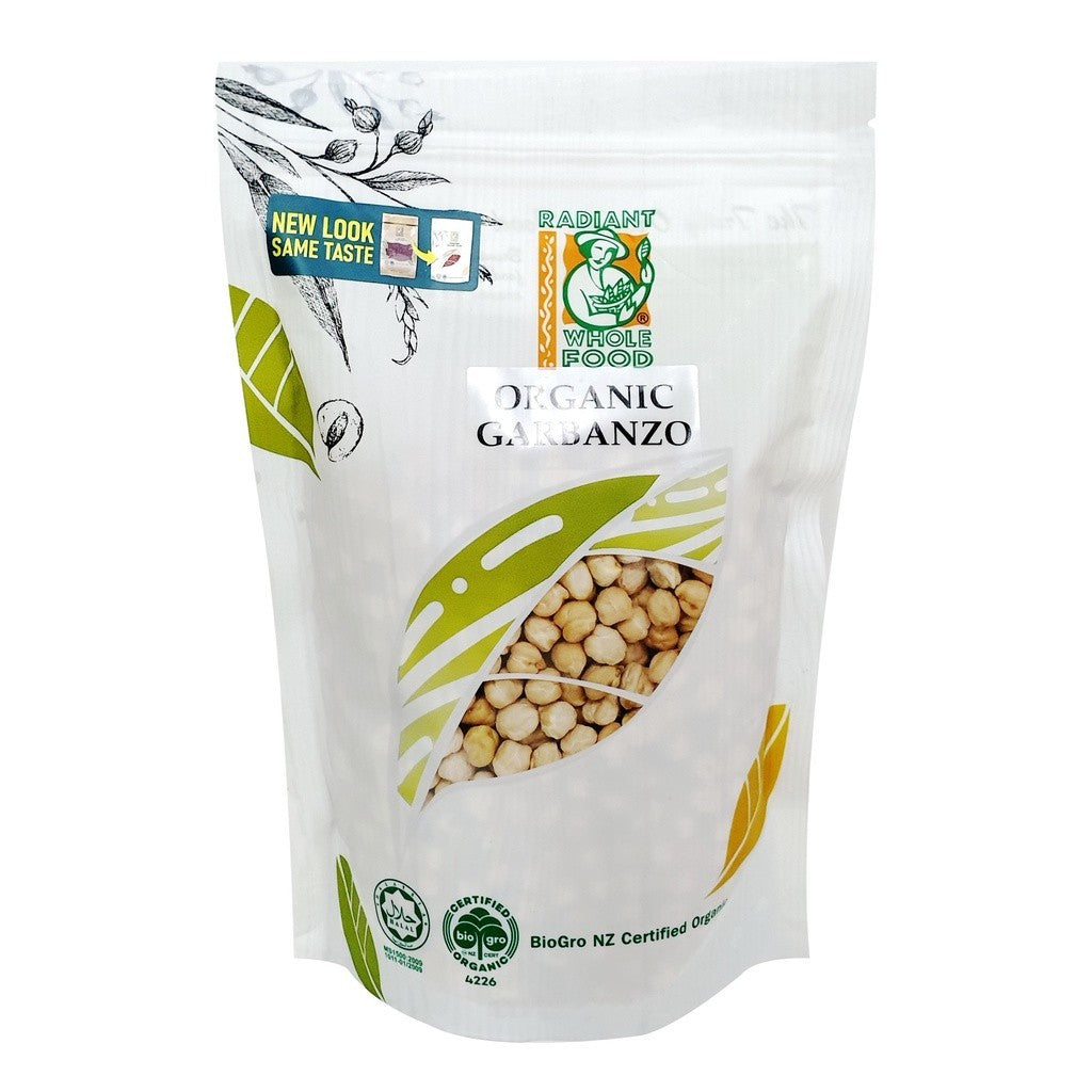 Radiant Whole Food Organic Garbanzo Beans 500g | Chickpeas | Non-GMO, Preservative-Free