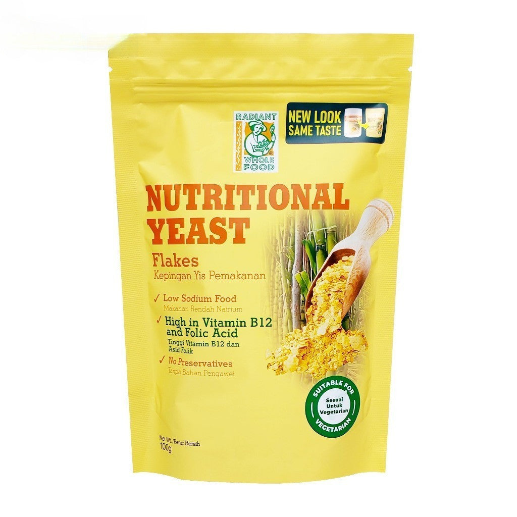 Radiant Whole Food Nutritional Yeast Flakes 100g | High Protein | Vegan Cheese Substitute