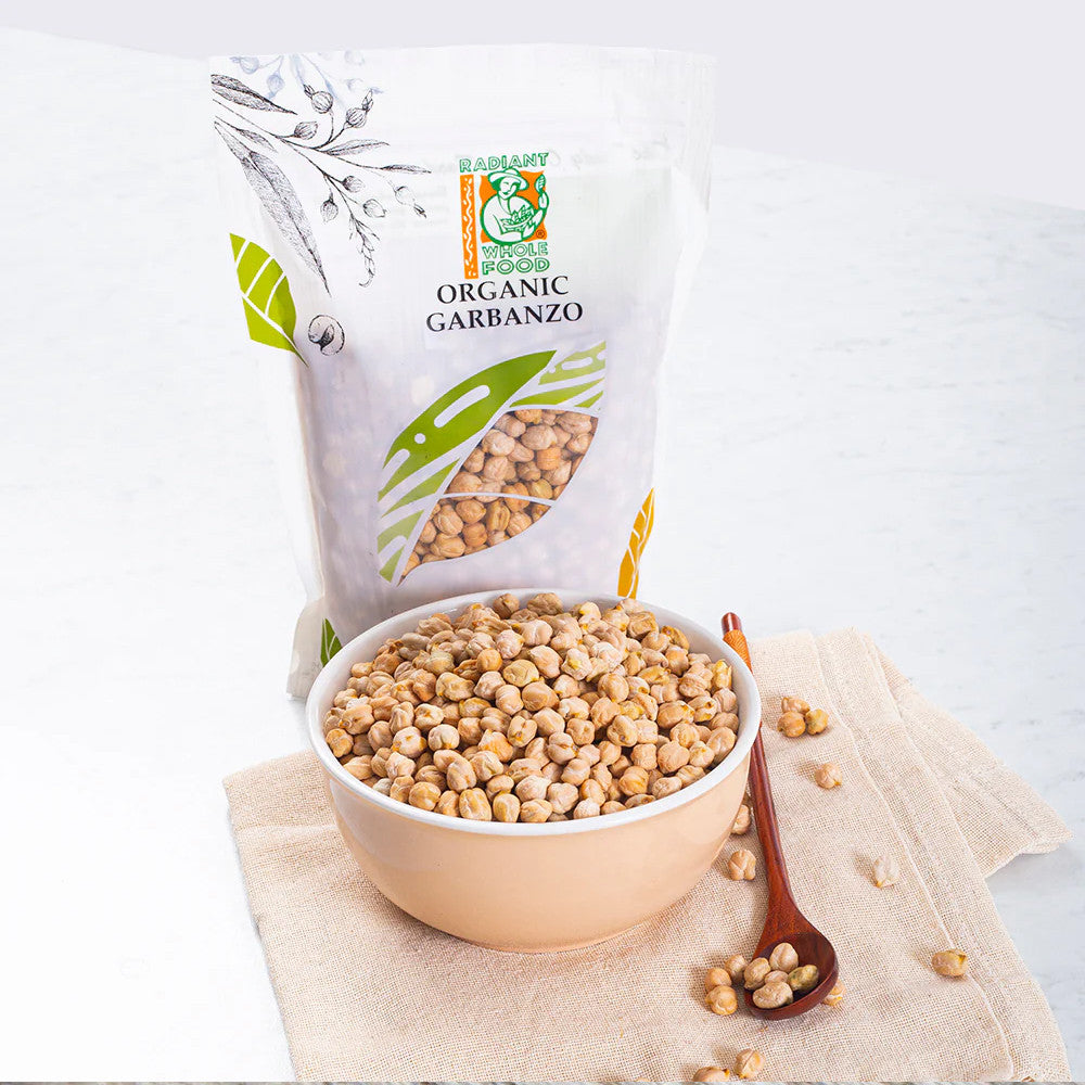 Radiant Whole Food Organic Garbanzo Beans 500g | Chickpeas | Non-GMO, Preservative-Free