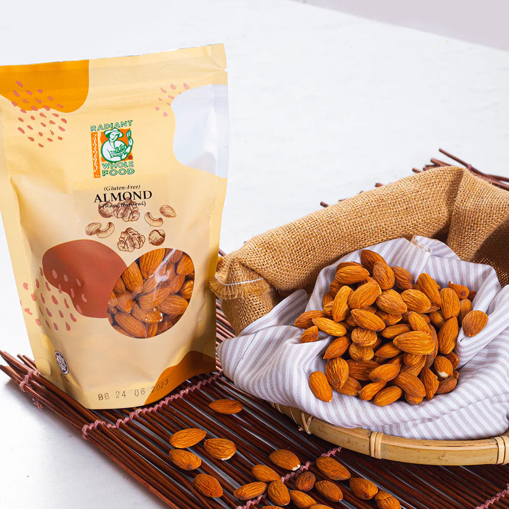 Radiant Whole Foods Natural Raw Almonds 200g | Gluten Free | High Protein Snack