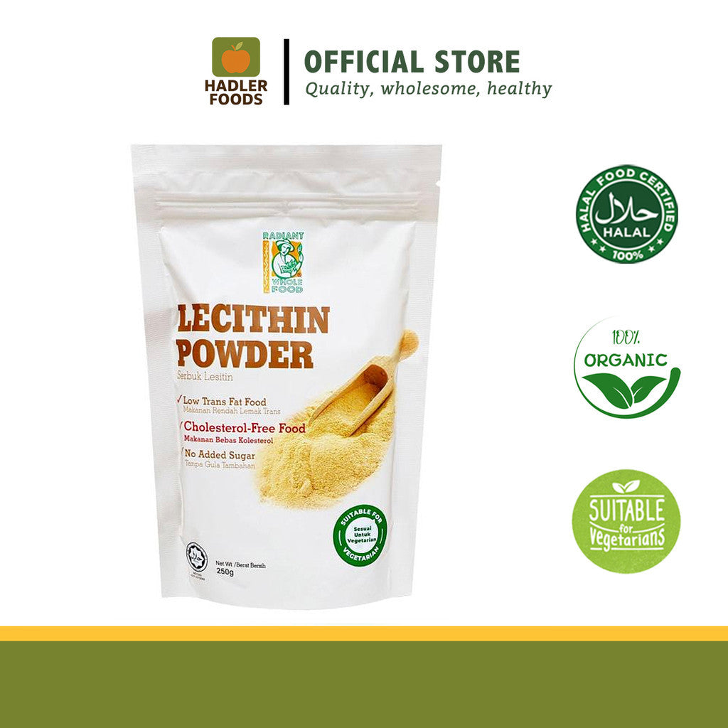 Radiant Whole Food Lecithin Powder 250g | Non-GMO Soy | Cholesterol Support, Brain Health