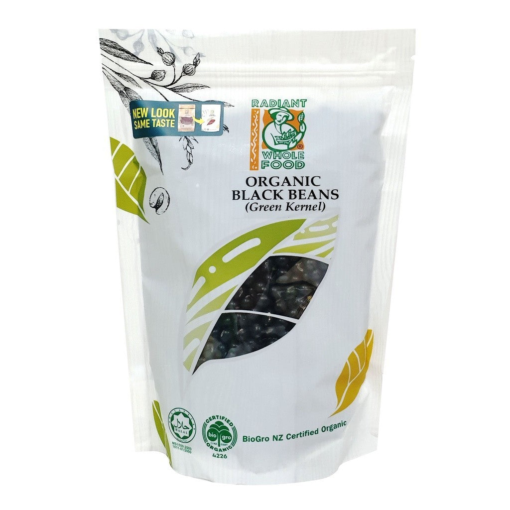 Radiant Whole Food Organic Black Beans 500g | High Protein & Fiber | Non-GMO | Antioxidant-Rich