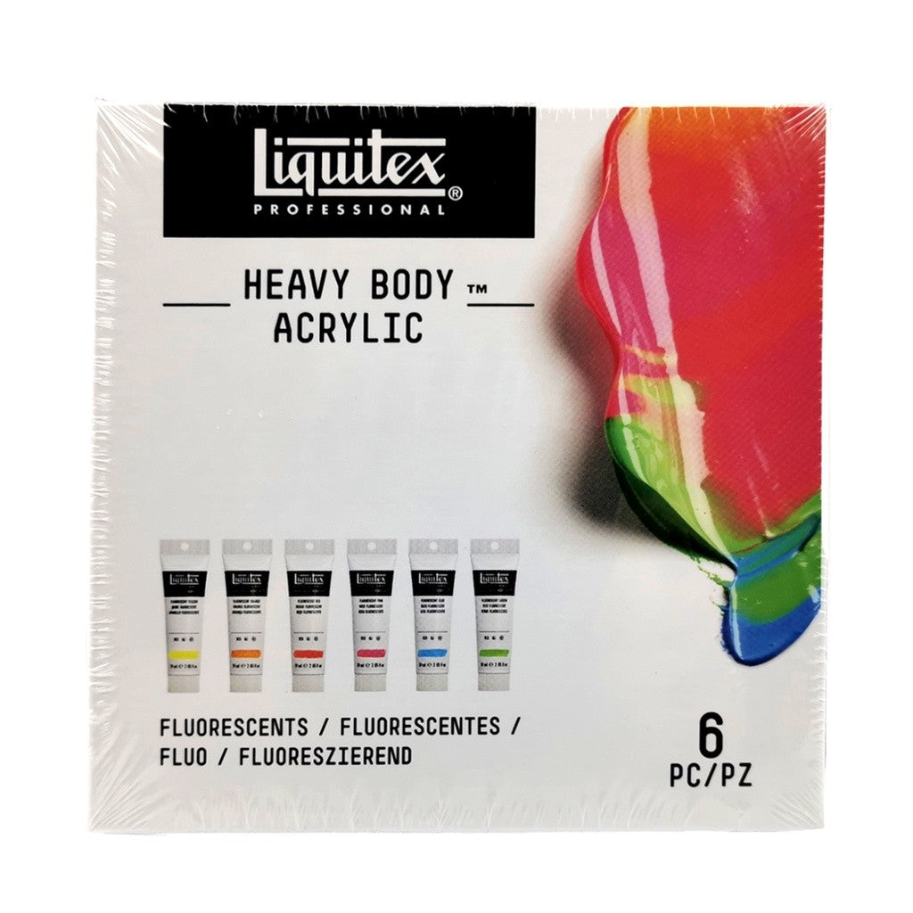 Liquitex Heavy Body Acrylic Fluorescent Set | 6 Colours x 59ml | High Viscosity Pro Paint