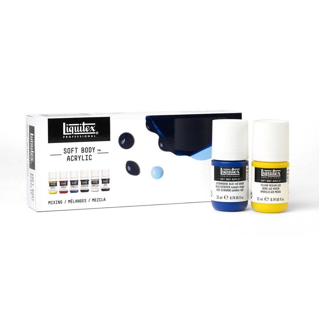 Liquitex Soft Body Acrylic Mixing Set | 6 Colours x 22ml | Professional Low-Viscosity Artist Paint
