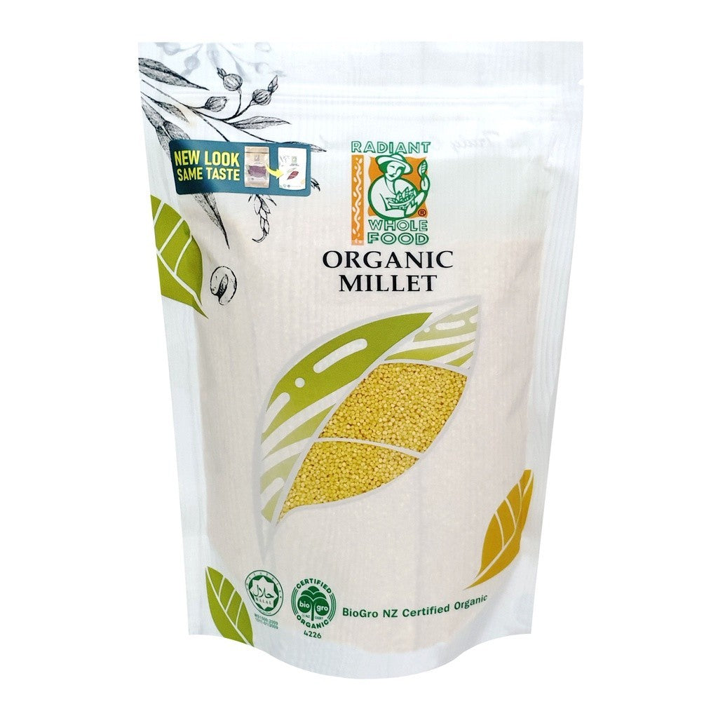 Radiant Whole Food Organic Millet 500g | Non-Glutinous, Gluten-Free | High Fiber Rice Alternative