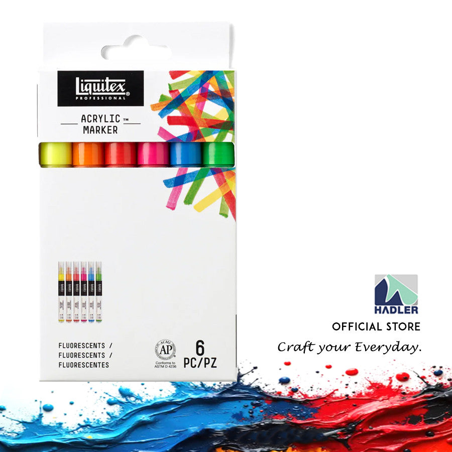 Liquitex Professional Acrylic Paint 6 Marker Set Fluorescents 2mm Nib | Fine Tip Neon Artist Markers