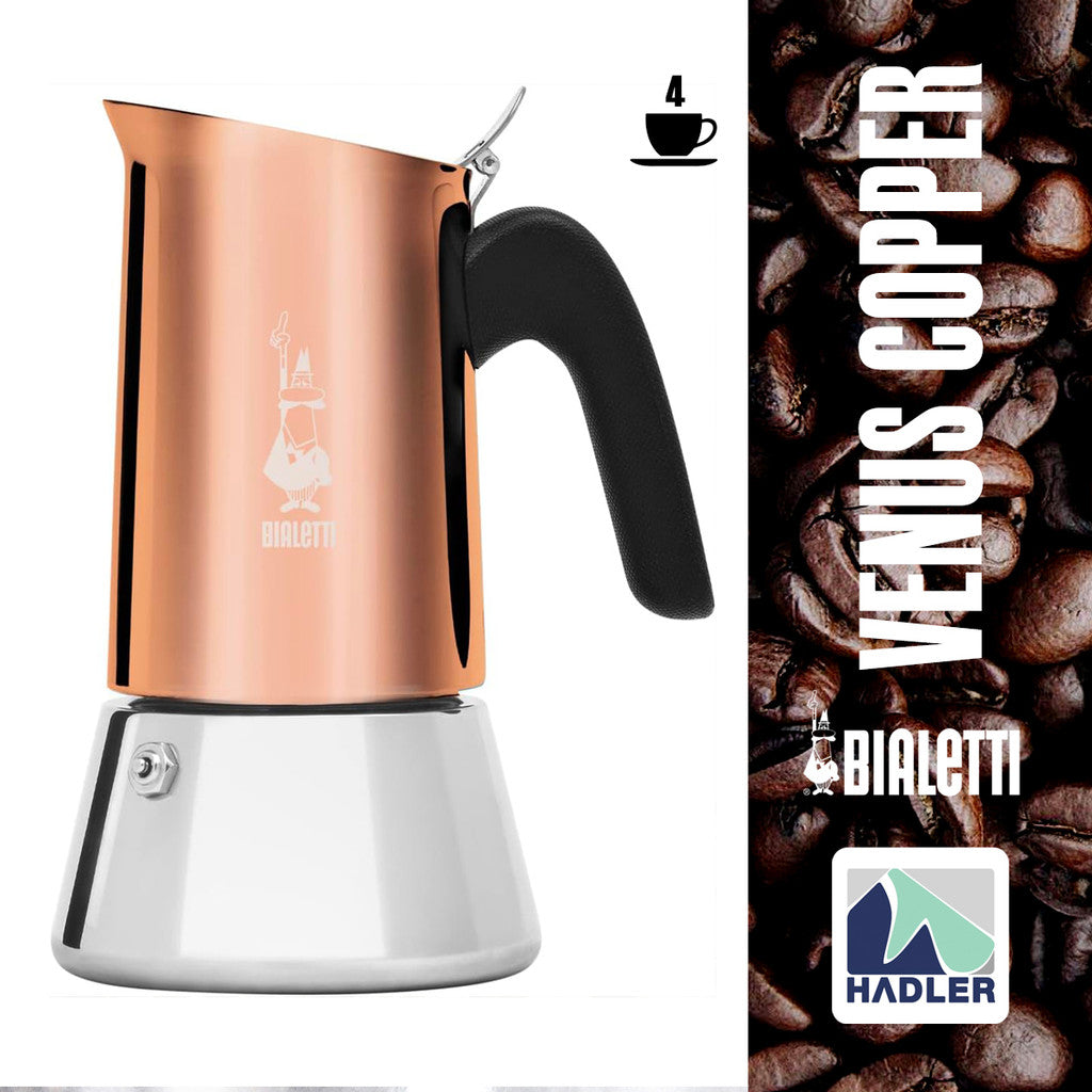 Bialetti Venus Express (4 Cup) Copper Stainless Steel Moka Pot Espresso Maker Induction Safe