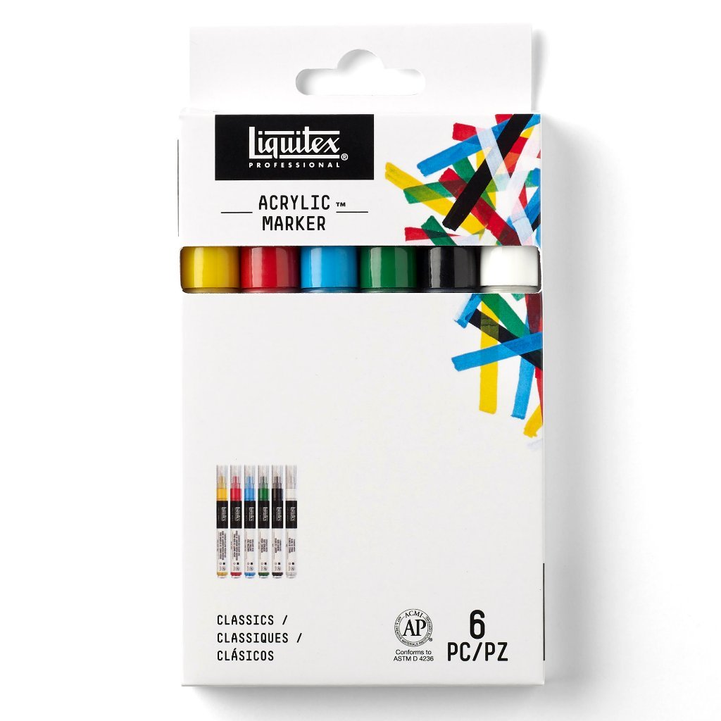 Liquitex Professional 6 Classic Acrylic Paint Marker Set 2mm Nib | Fine Tip Artist Colors