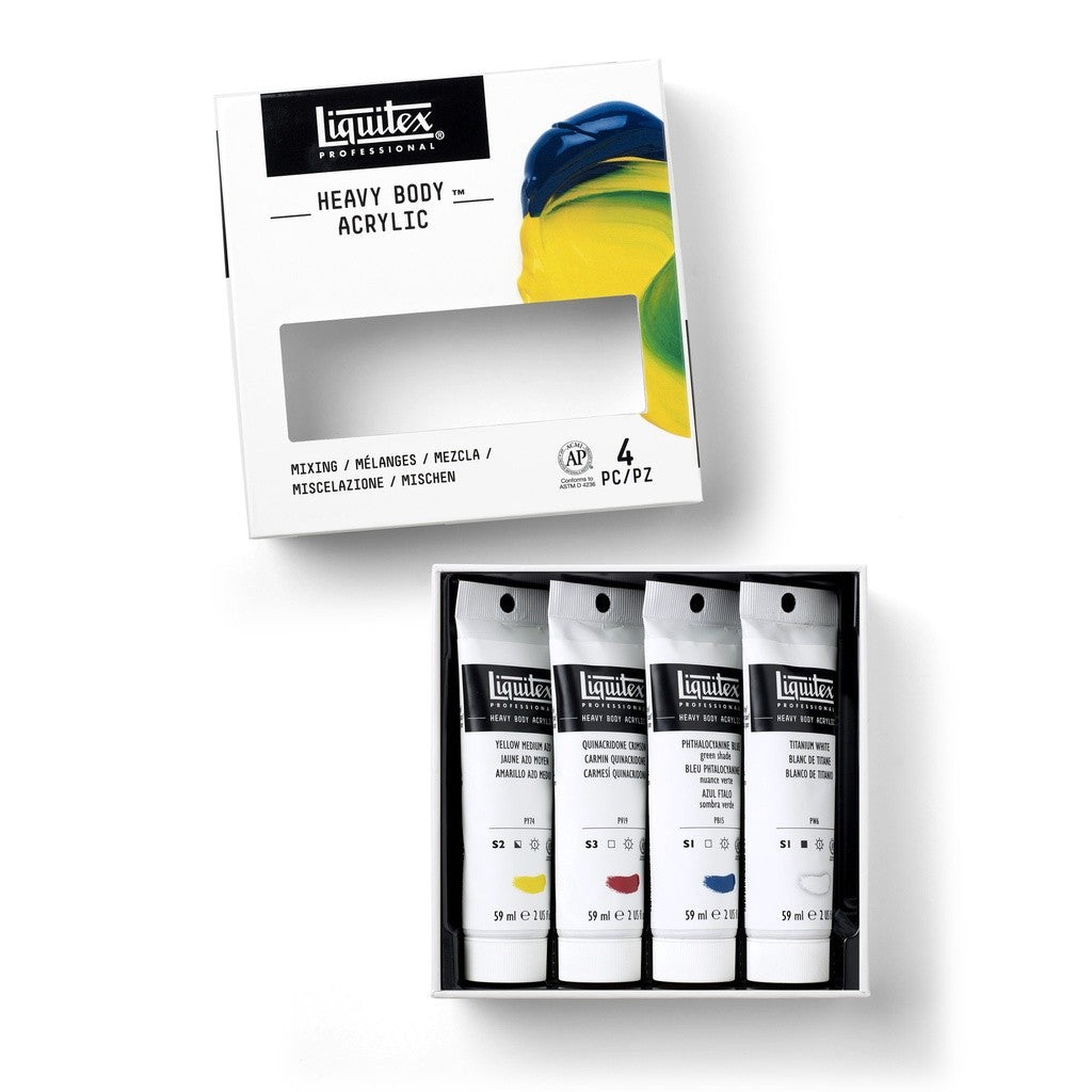 Liquitex Heavy Body Acrylic Mixing Paint Set | 4 Professional Colours 59ml | High Viscosity