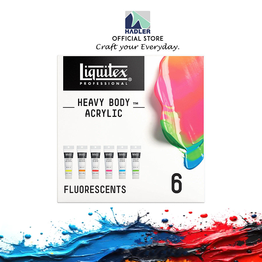 Liquitex Heavy Body Acrylic Fluorescent Set | 6 Colours x 59ml | High Viscosity Pro Paint