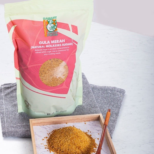 Radiant Whole Food Molasses Sugar 1kg | Rich Aromatic Natural Sweetener | Soft Moist Cane Sugar
