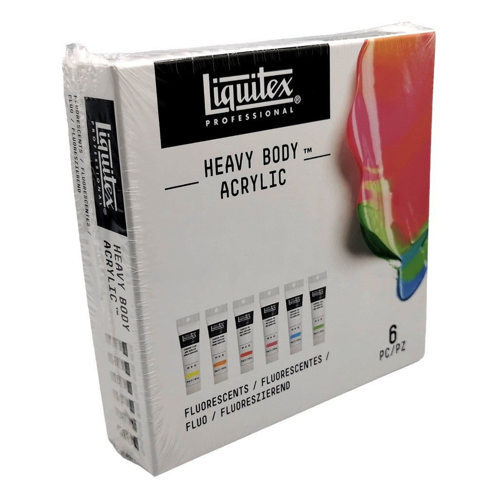 Liquitex Heavy Body Acrylic Fluorescent Set | 6 Colours x 59ml | High Viscosity Pro Paint
