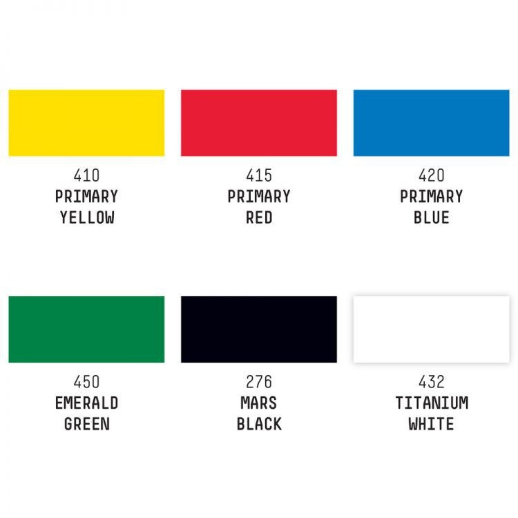 Liquitex Acrylic Gouache Primary Set | 6 Colours x 22ml | Ultra-Matte, Opaque, No Brush Strokes