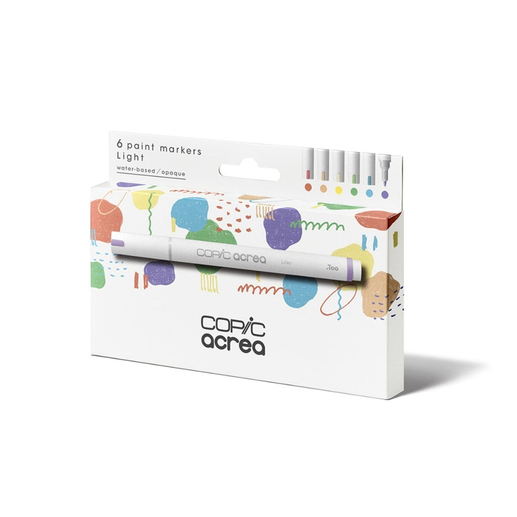 Copic Acrea Light Paint Marker 6pc Set Opaque Water-Based Multi Surface Pens Water Based
