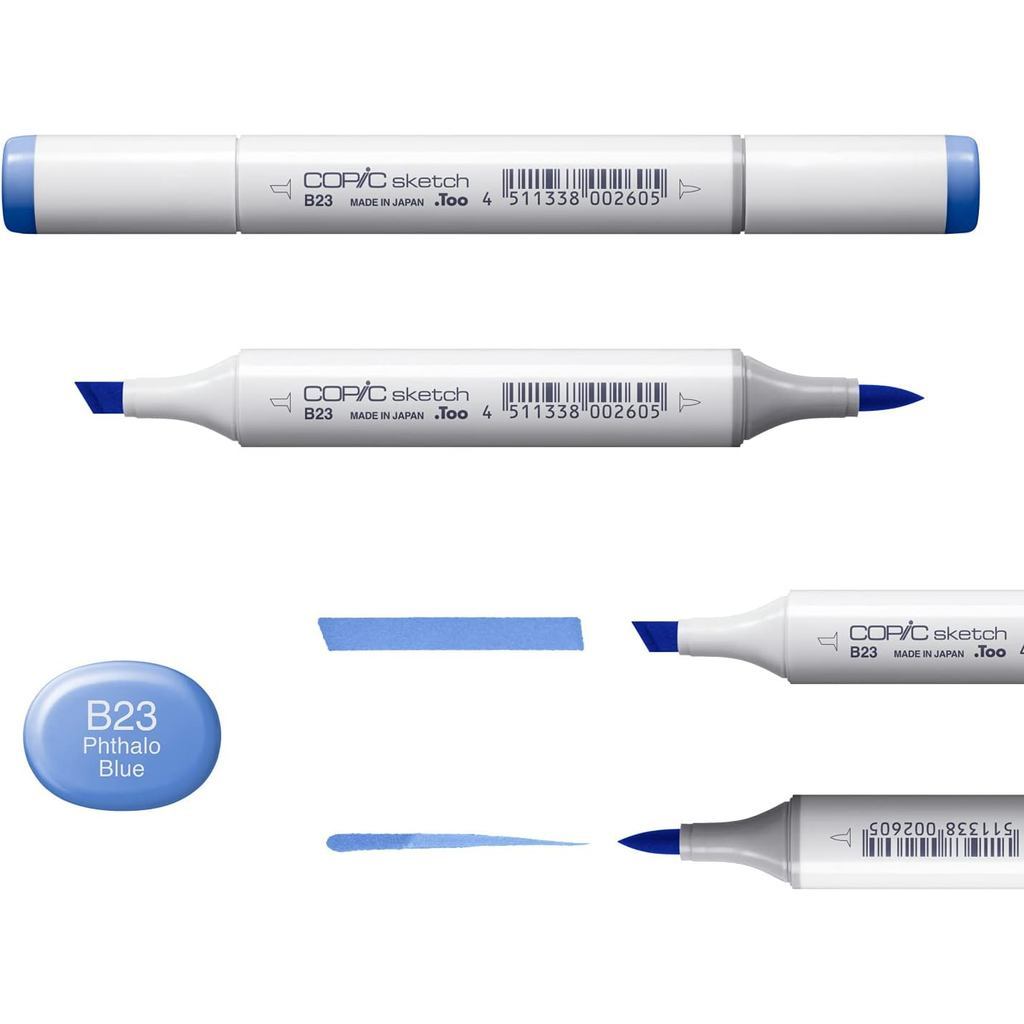 Copic Sketch 12pcs Cool & Warm Grey Marker Set – Dual Tip Alcohol Markers for Shading, Illustration