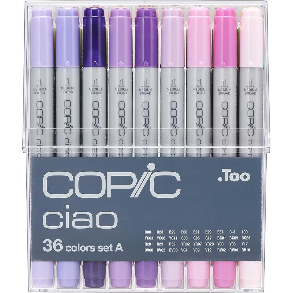 Copic Ciao 36pcs Marker Set A-E Alcohol Brush Pen Refillable Large Valve