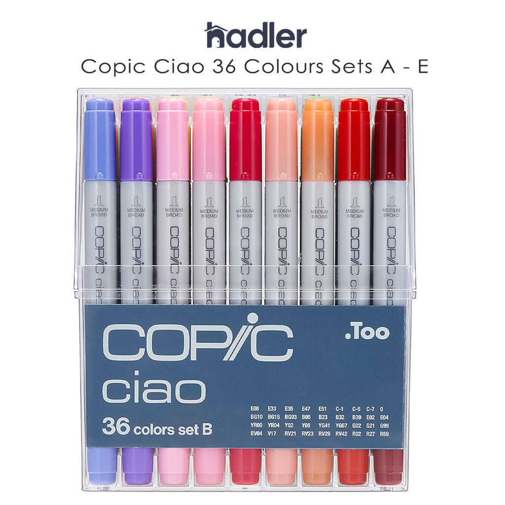 Copic Ciao 36pcs Marker Set A-E Alcohol Brush Pen Refillable Large Valve