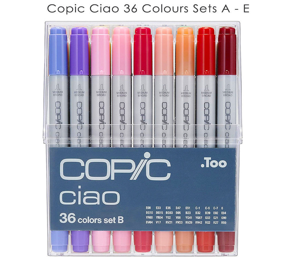 Copic Ciao 36pcs Marker Set A-E Alcohol Brush Pen Refillable Large Valve
