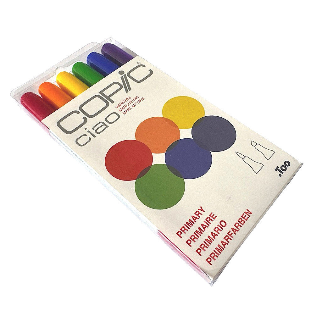 Copic Ciao 6pcs Primary Colours Marker Set Alcohol Dual Tip Brush Pen Made in Japan