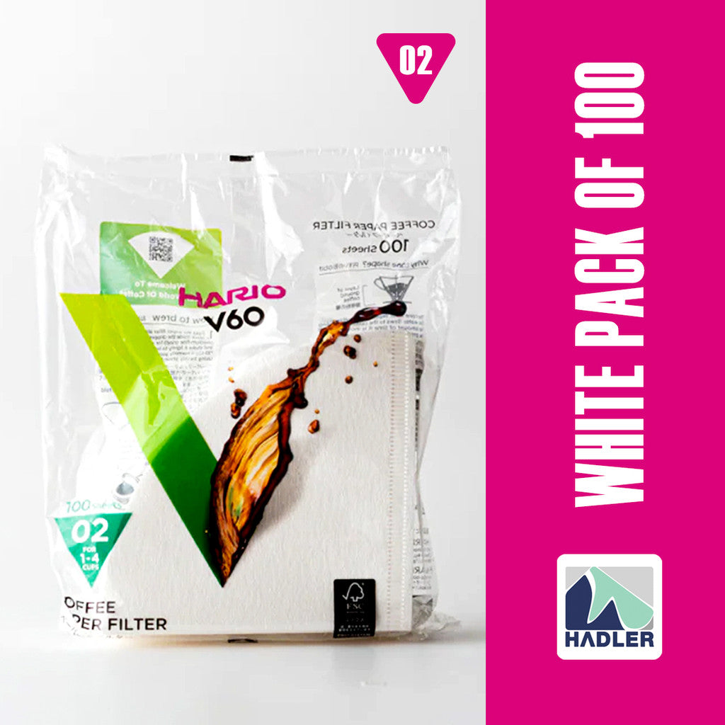 Hario V60 White Paper Coffee Filters – Size 02 (100 Sheets)