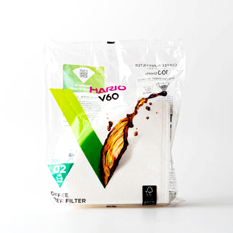 Hario V60 White Paper Coffee Filters – Size 02 (100 Sheets)