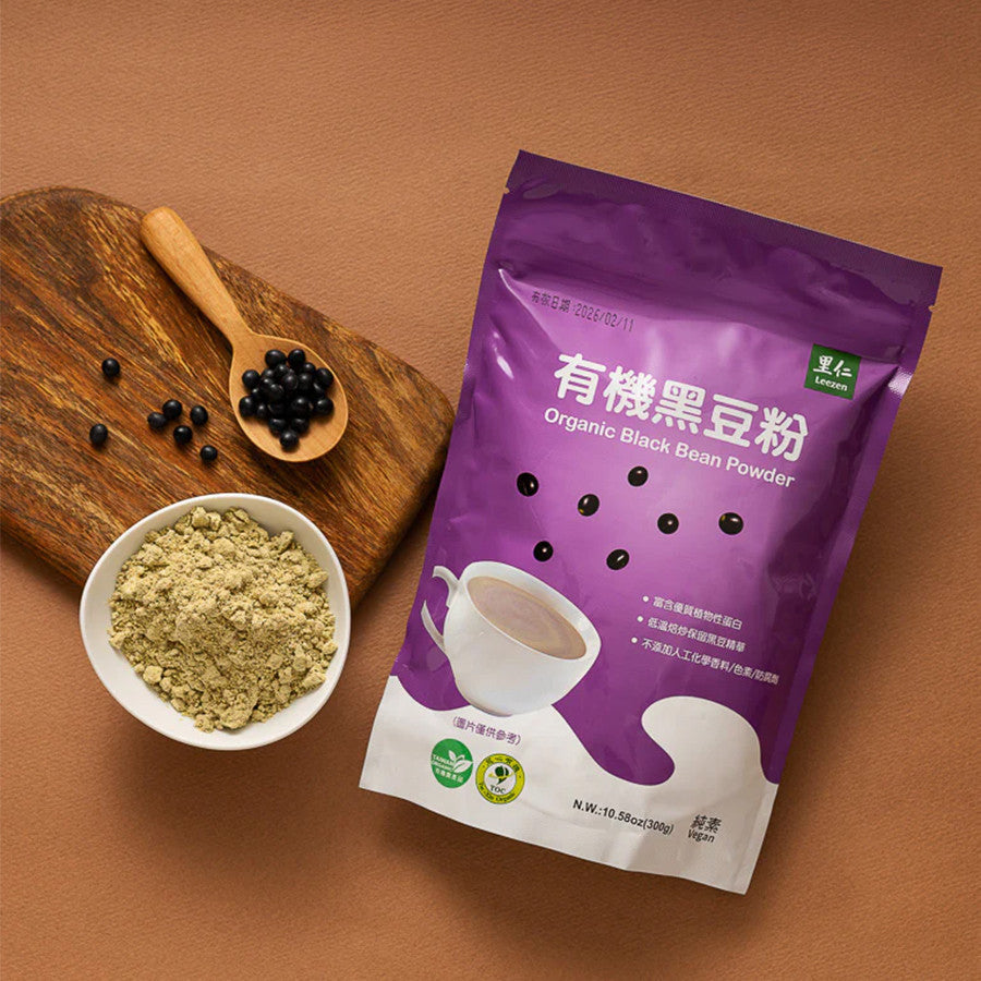 Leezen Organic Black Bean Powder (300 g) — Low-Heat Roasted, No Additives, Taiwanese Quality