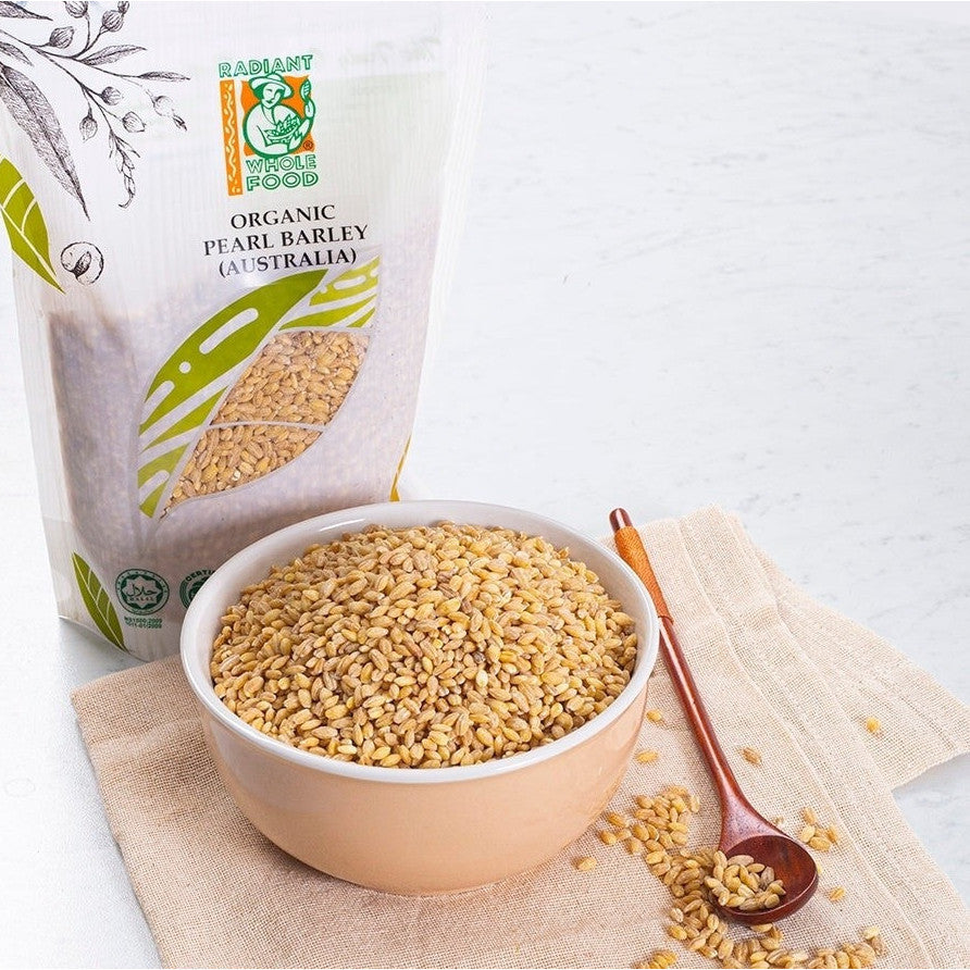Radiant Whole Food Organic Pearl Barley 500g | High-Fiber Ancient Grain | Product of Australia