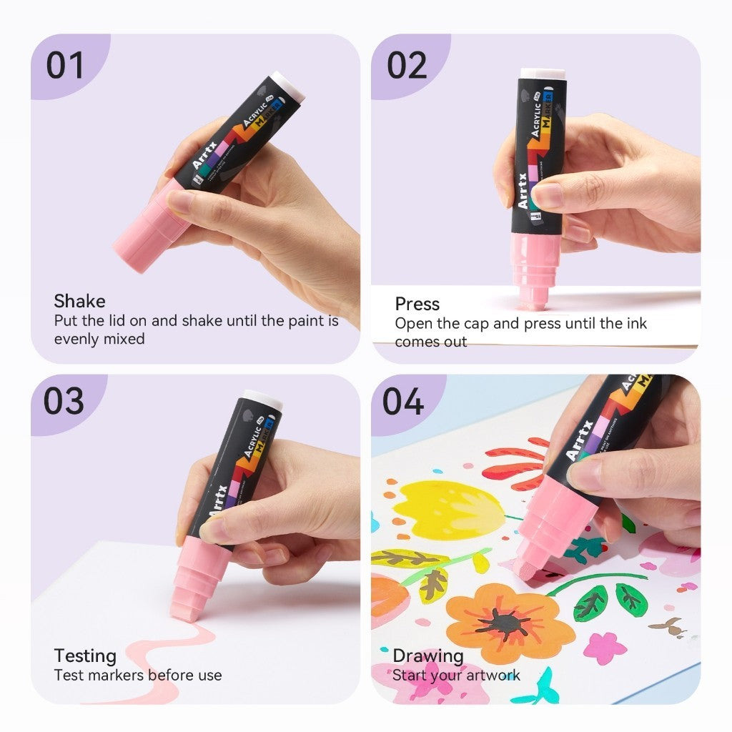 Arrtx 30 Jumbo Acrylic Paint Markers 15mm Tip