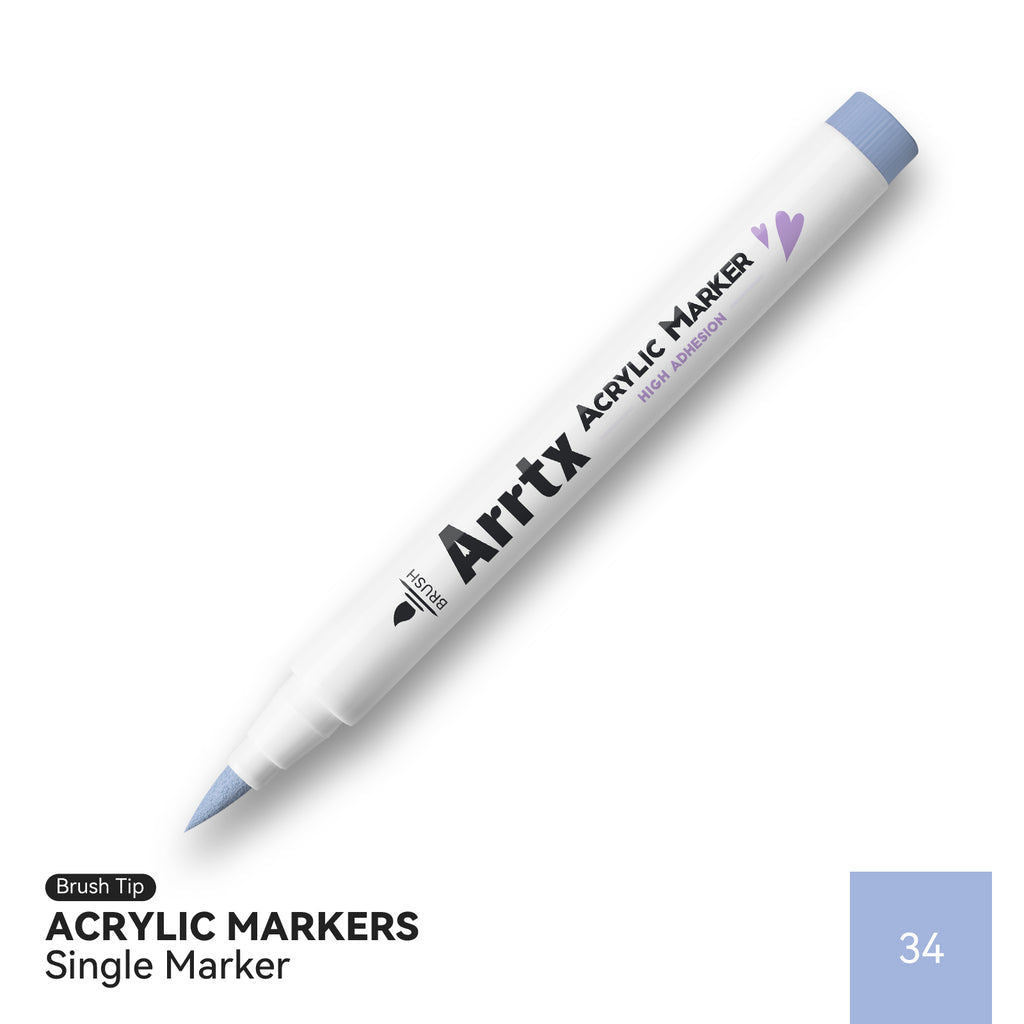 Arrtx Acrylic Brush Marker Single | Individual Water-Based Paint Marker for Paper, Wood, Canvas & More