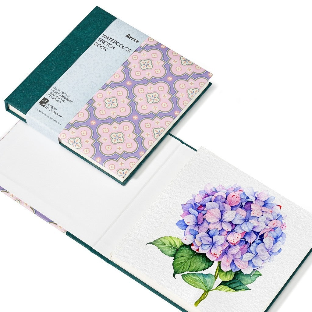 Arrtx 100% Cotton Watercolor Sketchbook 5.47" x 5.47" | 300gsm Artist Journal 24 Sheets