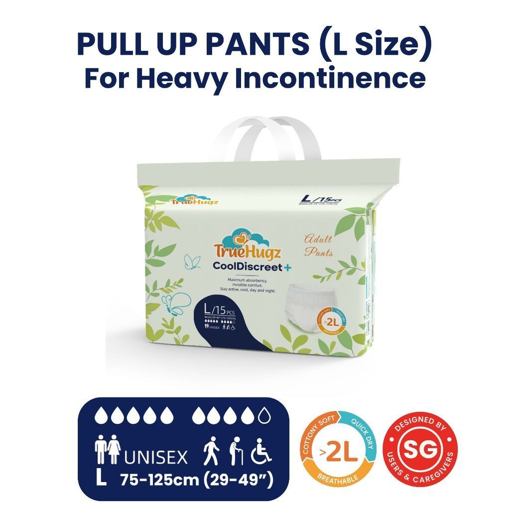Premium Adult Pull-Up Diapers 15pcs | CoolDiscreet+ by TrueHugz | Overnight High Absorbency | Ultra-Thin