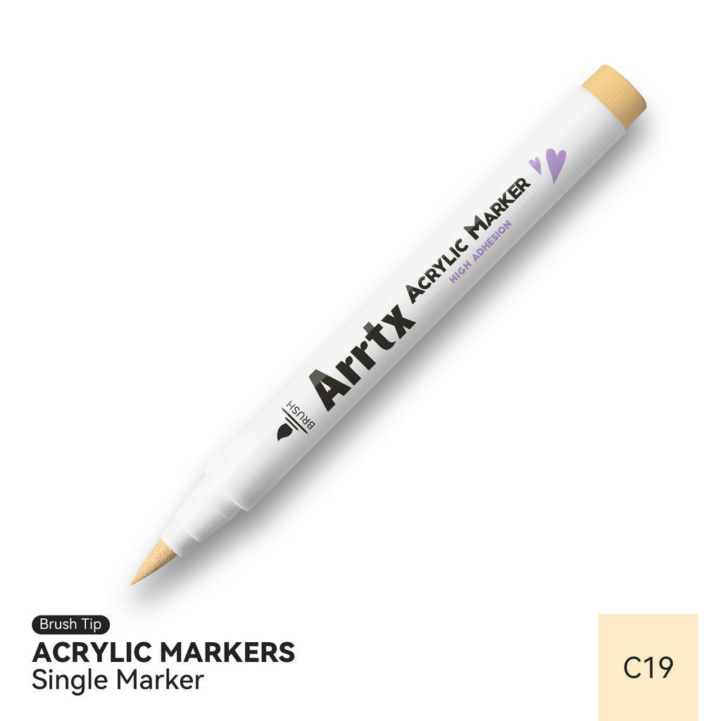 Arrtx Acrylic Brush Marker Single | Individual Water-Based Paint Marker for Paper, Wood, Canvas & More