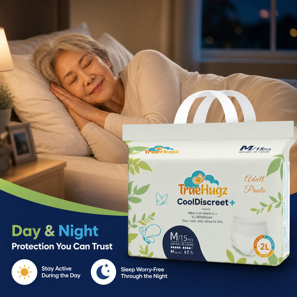 Premium Adult Pull-Up Diapers 15pcs | CoolDiscreet+ by TrueHugz | Overnight High Absorbency | Ultra-Thin