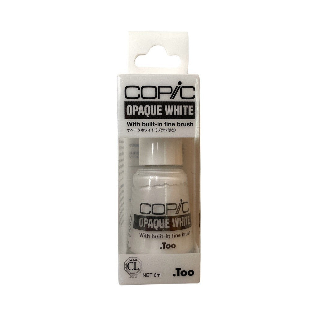 COPIC Opaque White 6ml Brush Bottle – Highlight Ink with Built-in Fine Brush