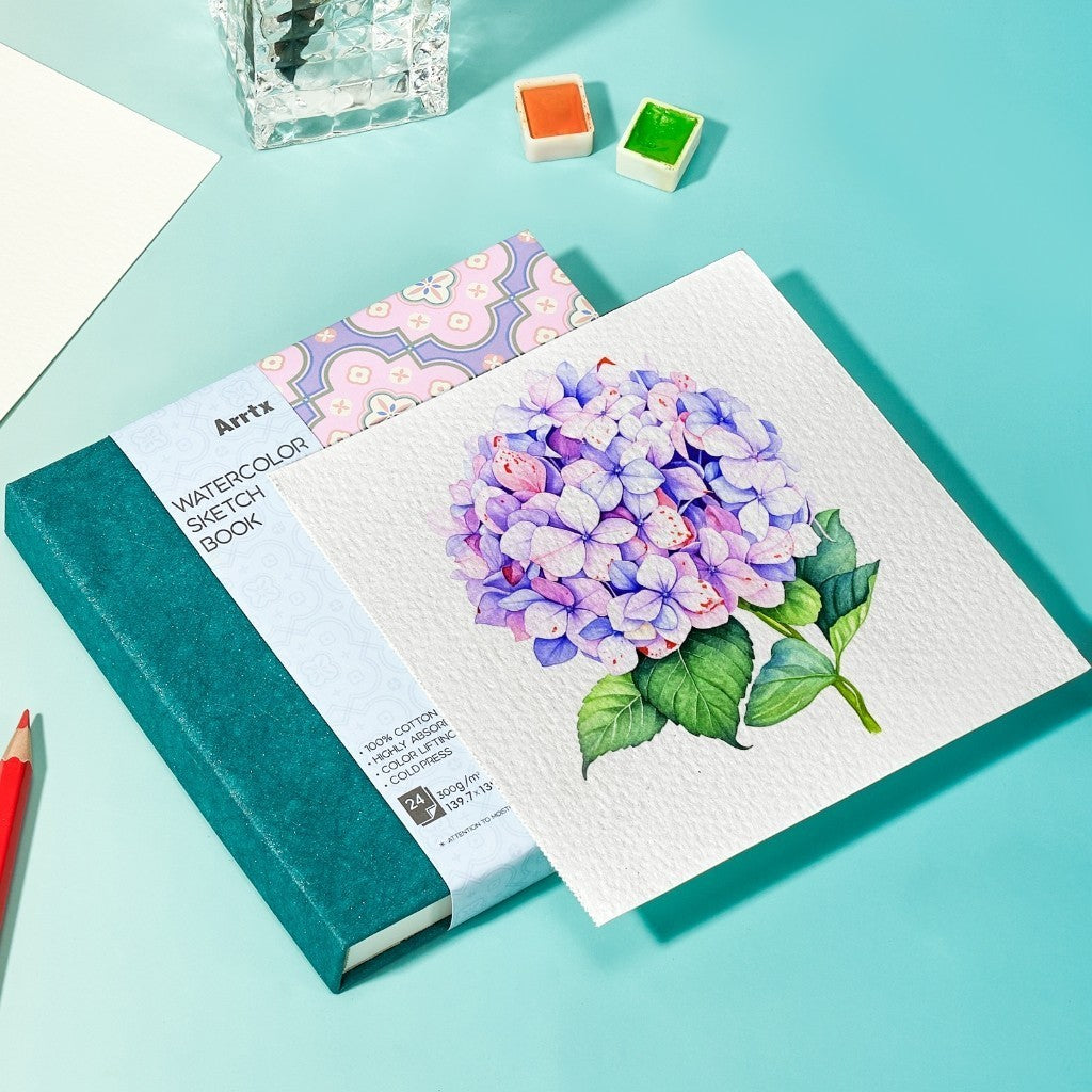 Arrtx 100% Cotton Watercolor Sketchbook 5.47" x 5.47" | 300gsm Artist Journal 24 Sheets