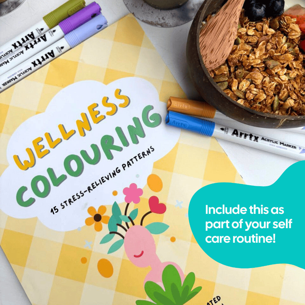 Wellness Coloring Book A4 Size – 15 Relaxing Patterns on Premium 300gsm Paper