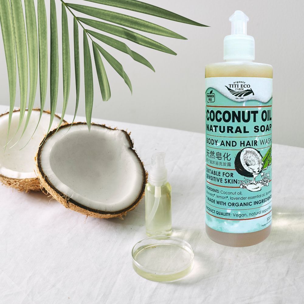 Titi Eco Farm Vegan Coconut Oil Soap (500g) For Sensitive Skin with Aloe and Lavender