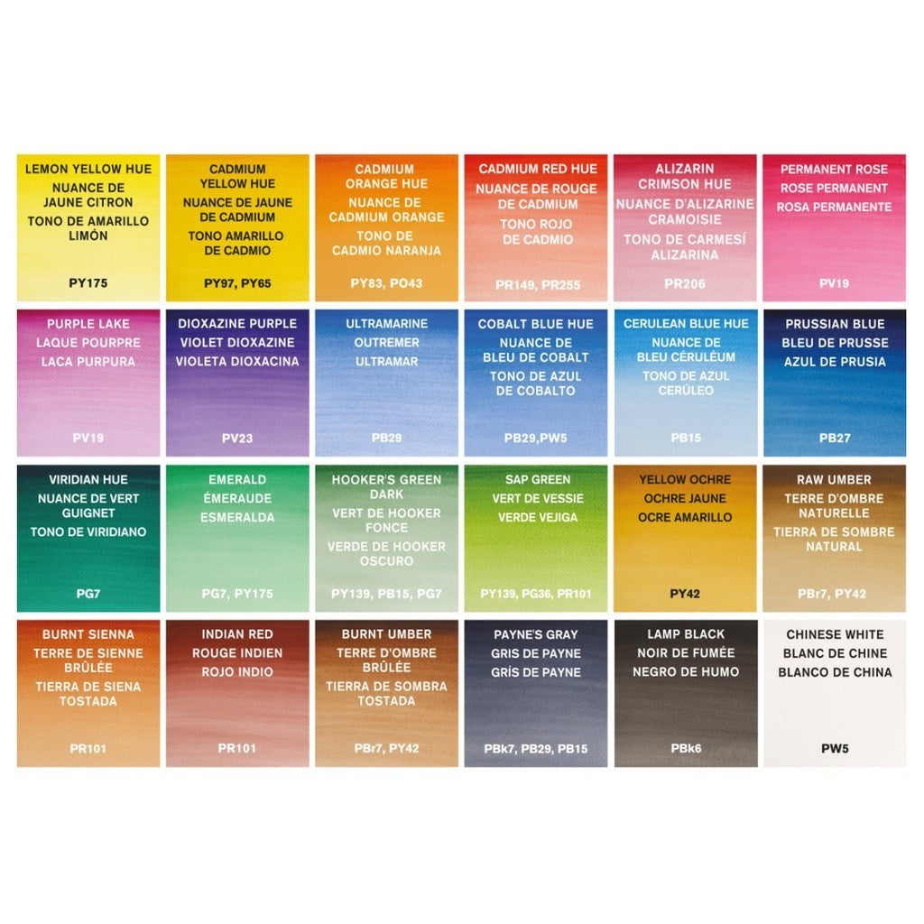 Winsor & Newton Cotman Watercolour 24 Colours Travel Set | Half Pans & Brush | Portable