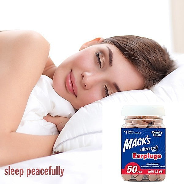Mack’s Soft Foam Earplugs (50 Pairs) Noise Reduction | Sleep, Snoring, Travel | Ultra Soft Slim Fit