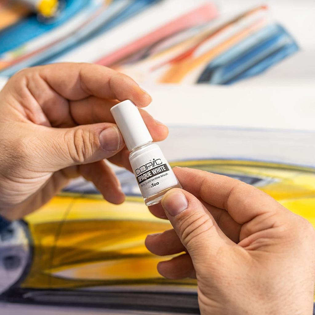 COPIC Opaque White 6ml Brush Bottle – Highlight Ink with Built-in Fine Brush