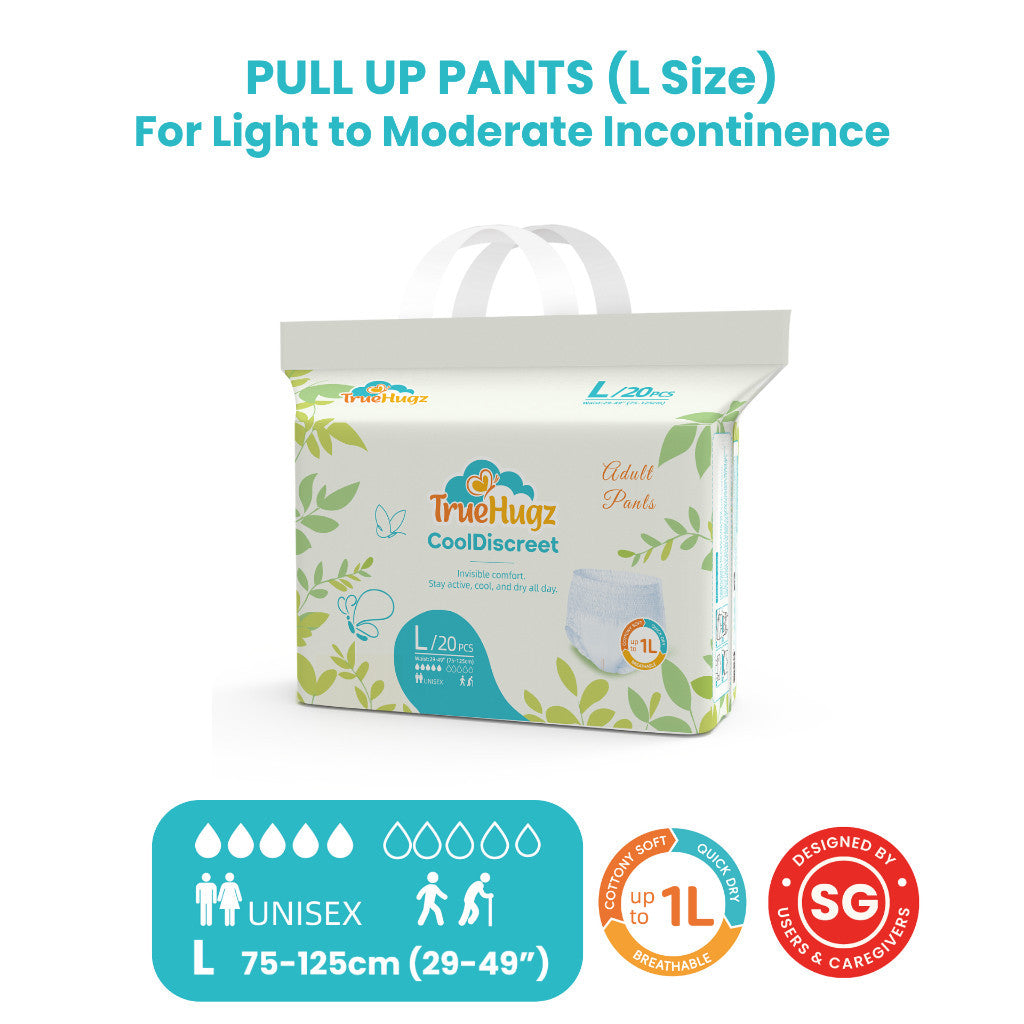Premium Adult Pull-Up Diapers 20pcs | CoolDiscreet by TrueHugz | Ultra-Thin High Absorbency Breathable