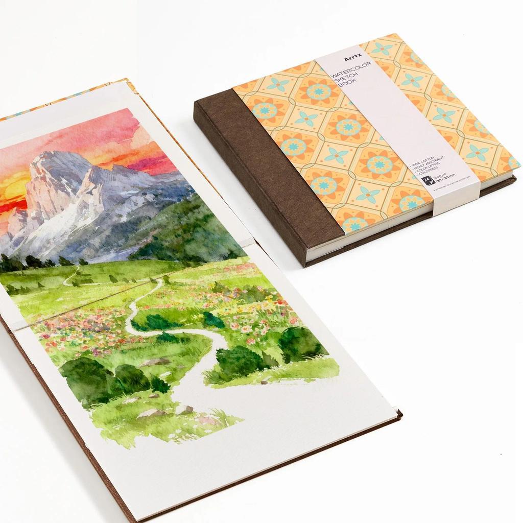 Arrtx 100% Cotton Watercolor Sketchbook 300gsm Hardcover 24 Sheets
