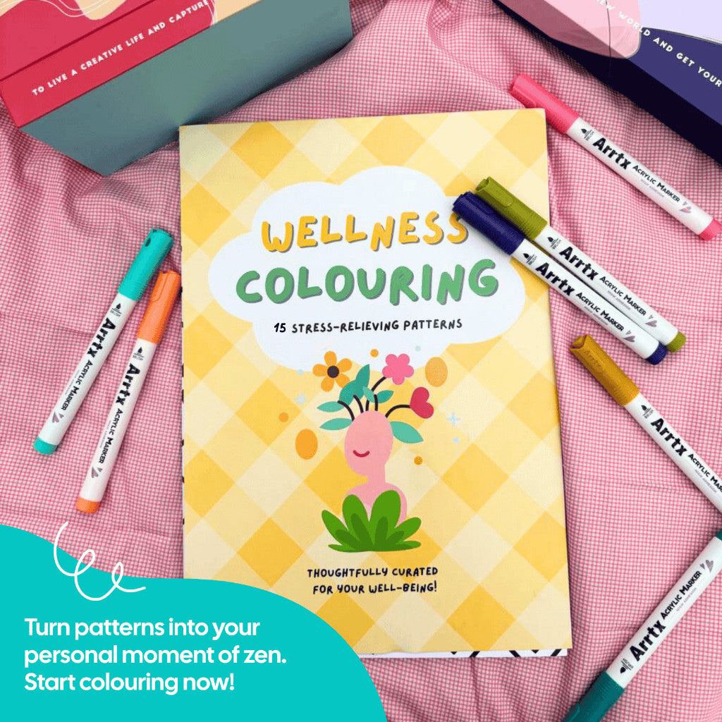 Wellness Coloring Book A4 Size – 15 Relaxing Patterns on Premium 300gsm Paper