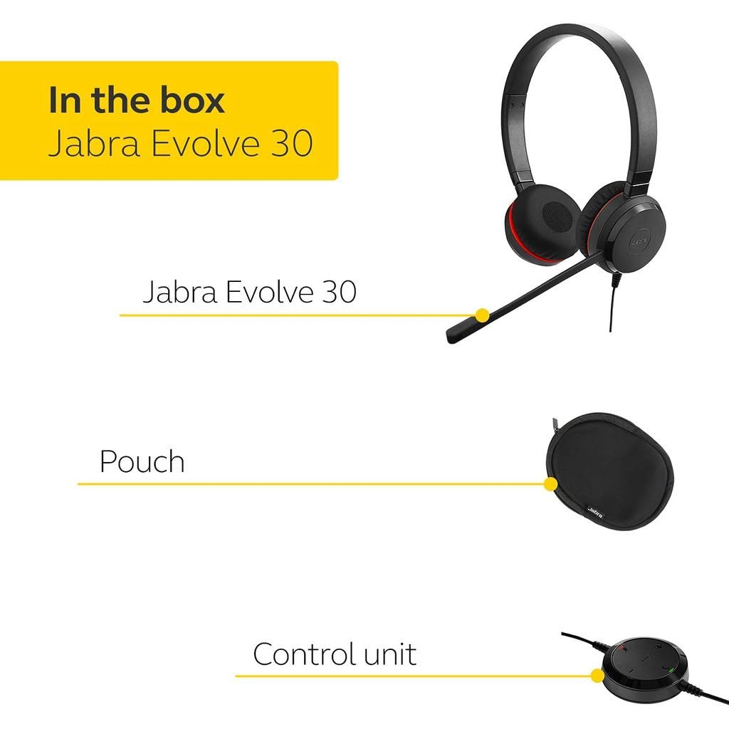 Jabra Evolve 30 II UC Stereo USB Headset 3.5mm Noise Cancelling with Mic HD Audio