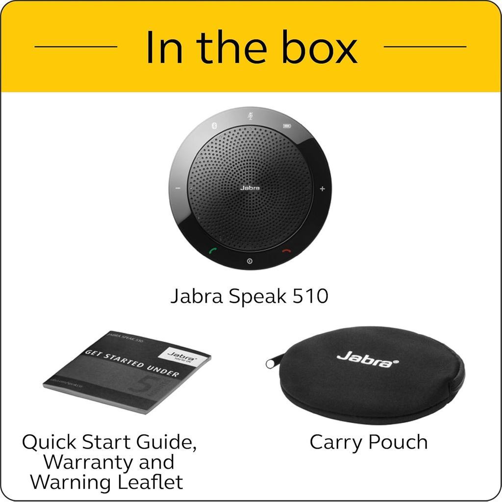 Jabra Speak 510 MS Portable Bluetooth Speakerphone USB 360° Omni Mic 15Hr Batt