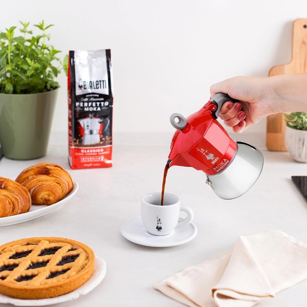 Bialetti Moka Induction Stovetop Coffee Maker, 2/4/6 Cups – Red/Black