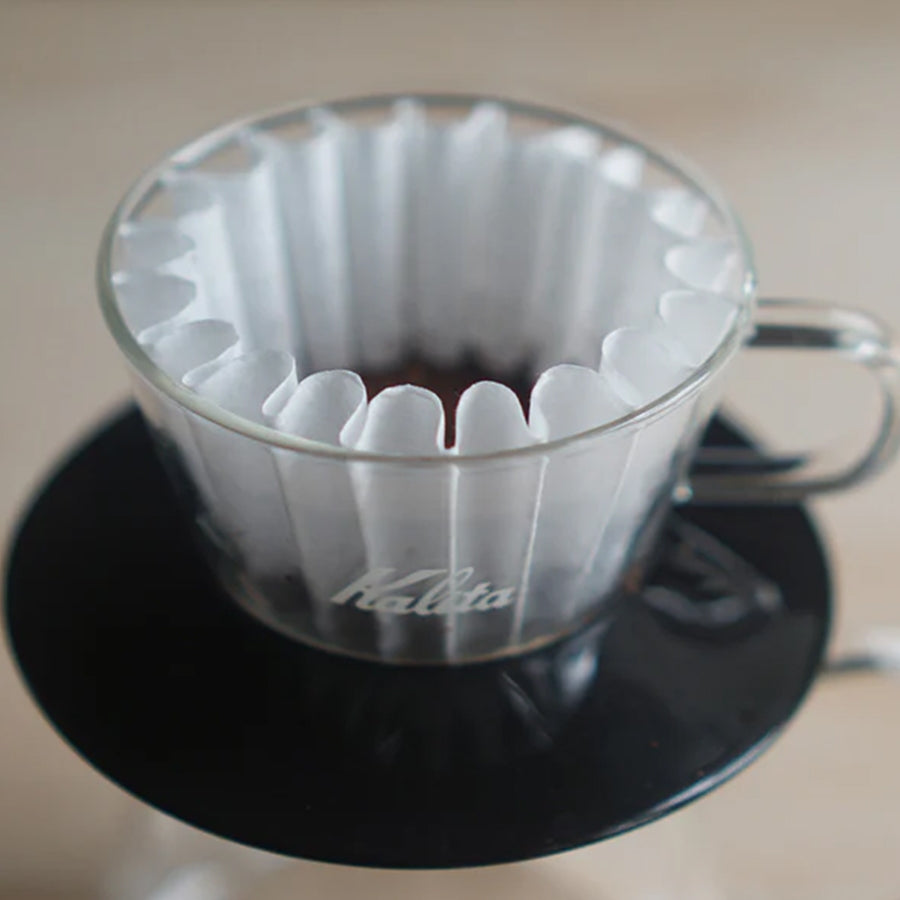 Kalita Wave Pour Over Coffee Dripper – Size 155 / 185, Heat-Resistant Glass, Black