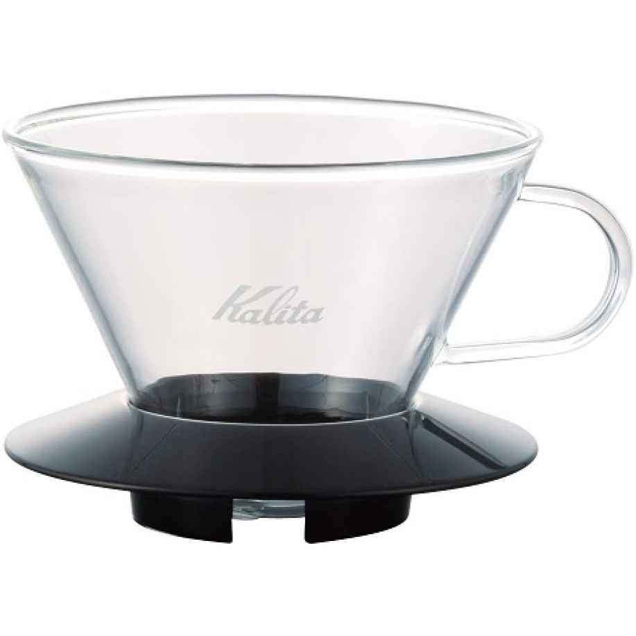 Kalita Wave Pour Over Coffee Dripper – Size 155 / 185, Heat-Resistant Glass, Black