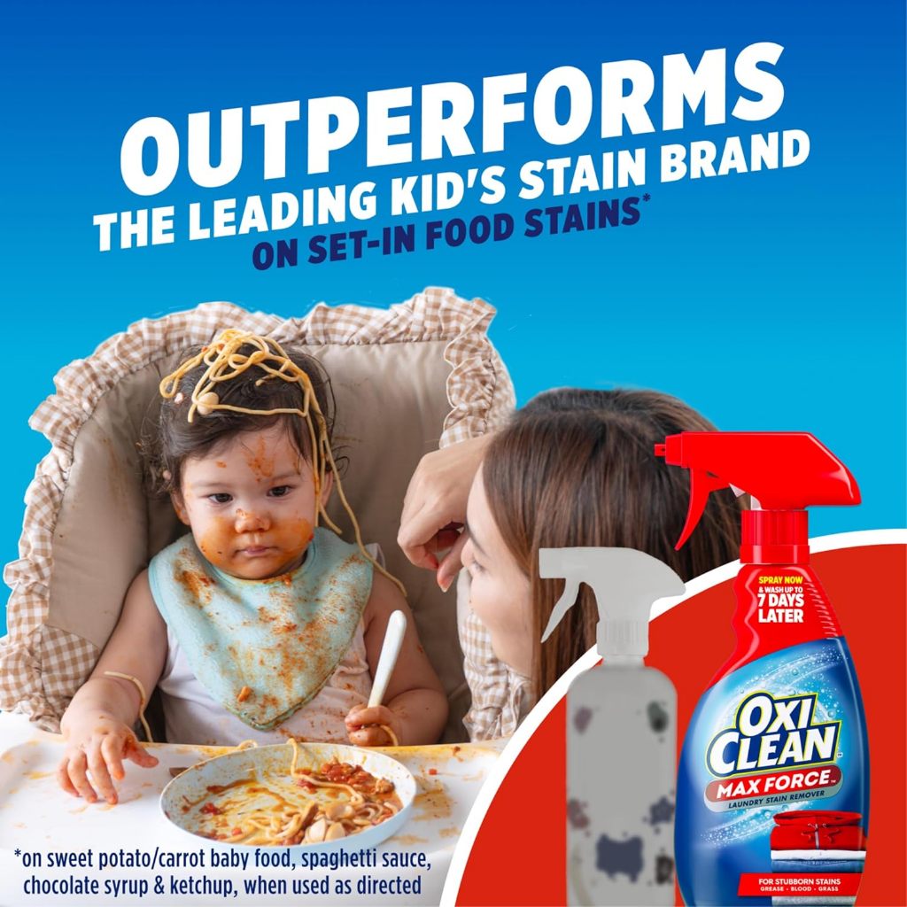 OxiClean 5-in-1 Stain Remover Spray 354ml | Max Force | Removes Tough Dried-In Stains | Grease, Food