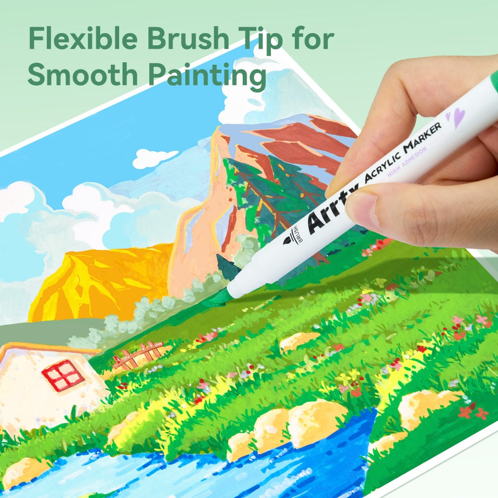 Arrtx 90B Acrylic Paint Markers Brush Tip – Landscape Color Collection